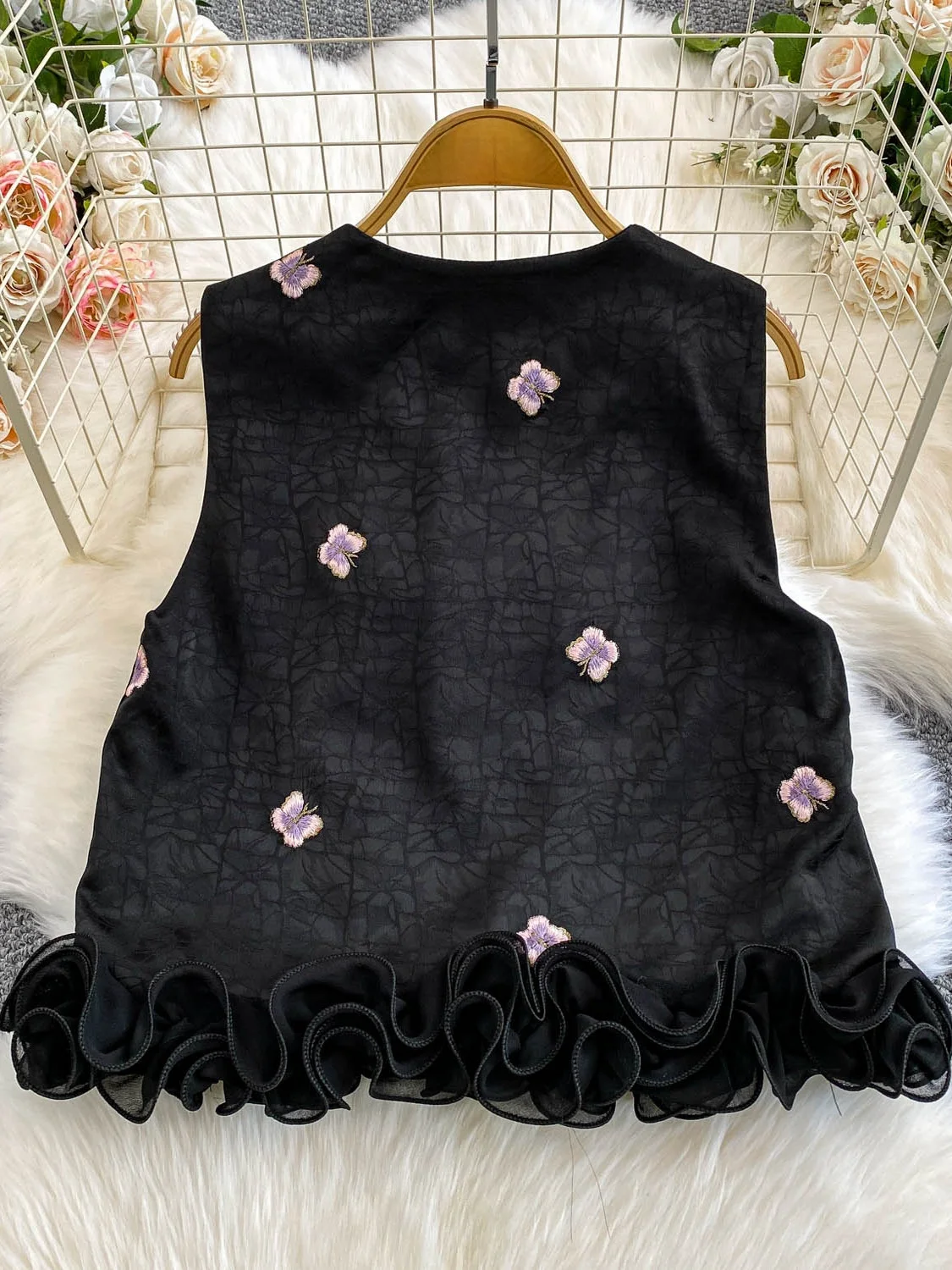 

Ретро Ele круглый жилет Ne женский утягивающий роскошный металлический синий вышитый тяжелый рабочий топ с 3D кружевной отделкой для поездок на работу