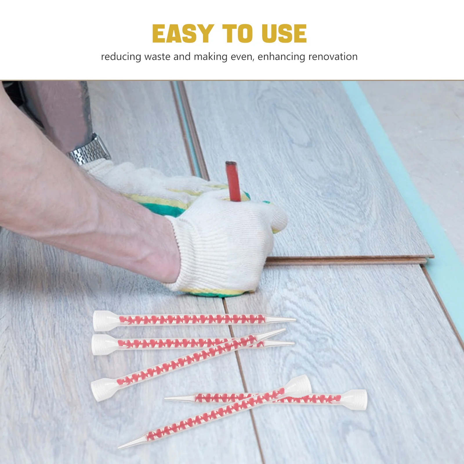 12 Buah Nozel Pencampur Spiral Panjang untuk Sealant, Caulking, Pengisi Celah Ubin, Resin Epoksi, Alat Aplikator Lem Pencampur