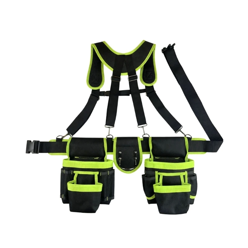   Professional Hanging Tool Bag With Reinforced Nylon Fabric And Multiple Storage Pockets For Carpenters Plumbers