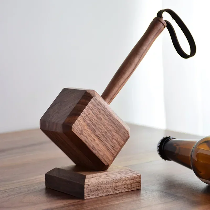 

2022 new walnut hammer bottle opener personality home beer starter creative home decoration ornaments black walnut