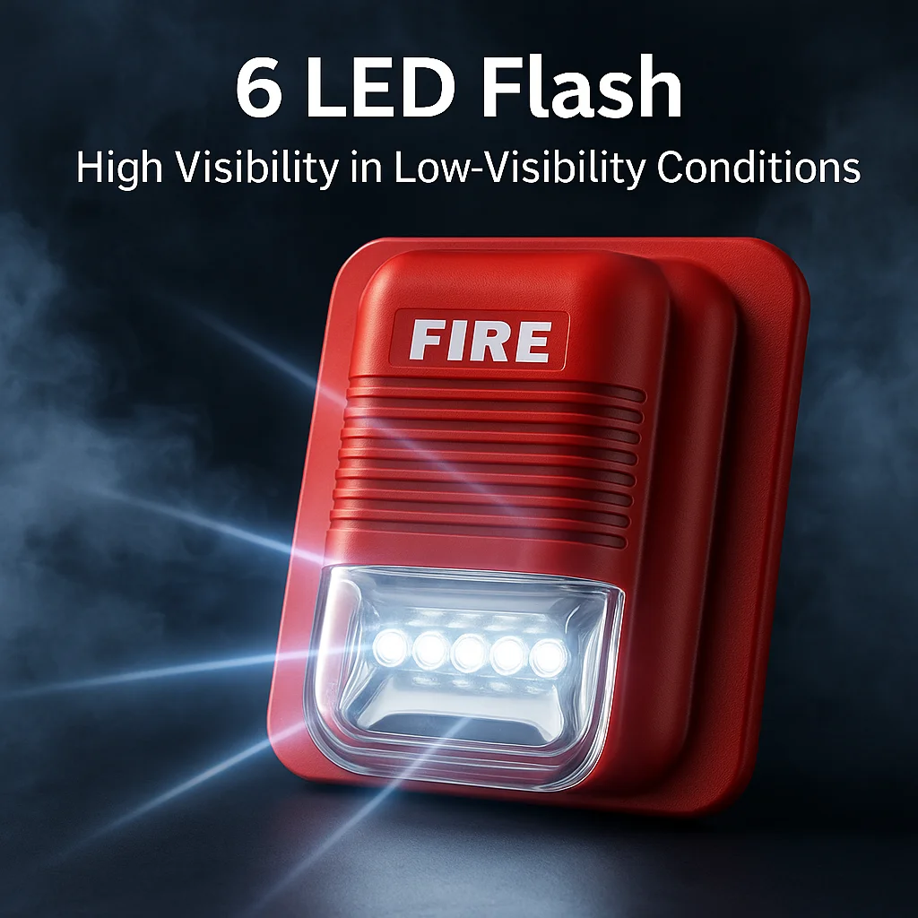 Fire Strobe Sirene 120dB 6 LED Flash 3 Tonen DC9 24V Voor Magazijn Gang Parkeerveiligheid