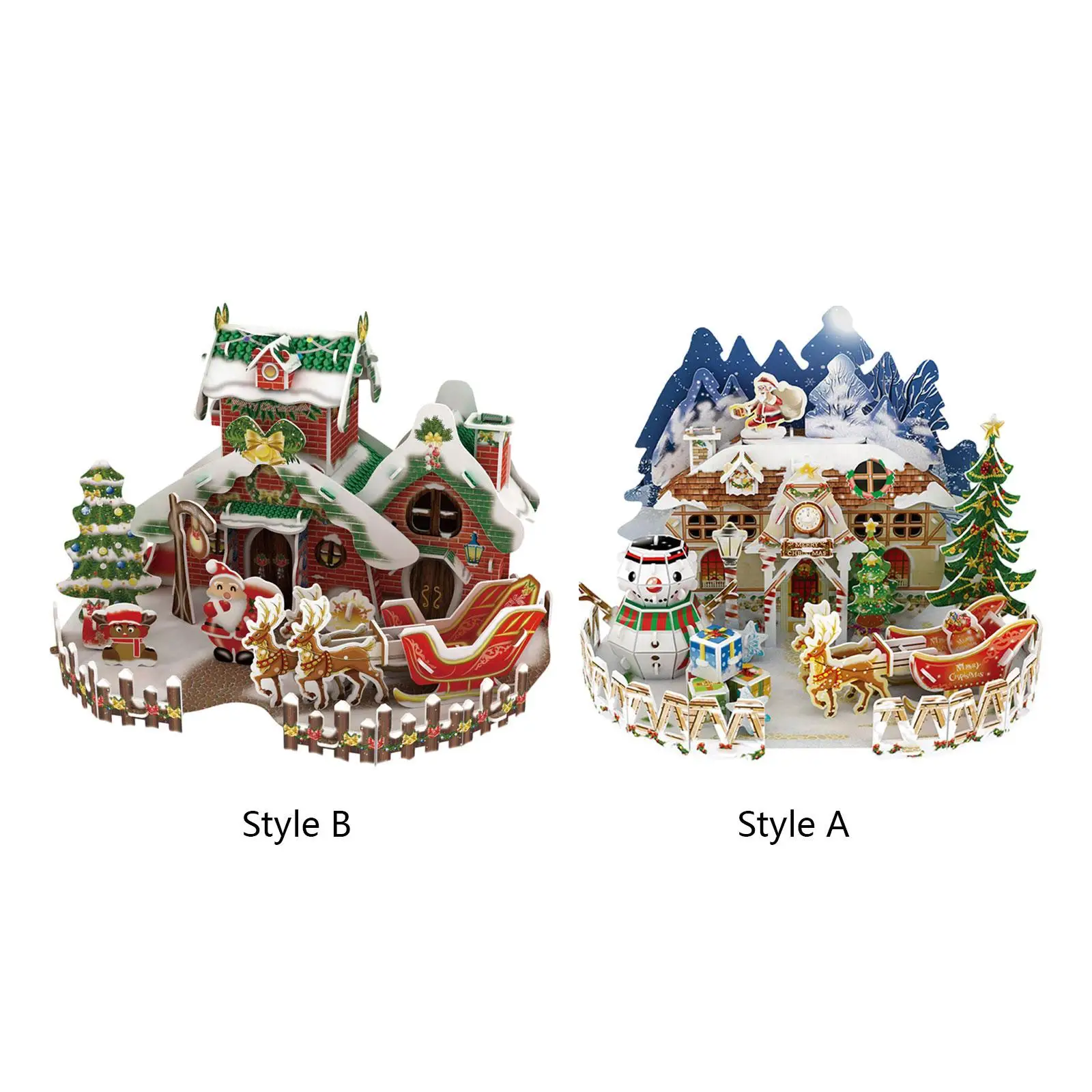 Christmas Puzzle Kids Construction Toy Creative Doll House Model for Home