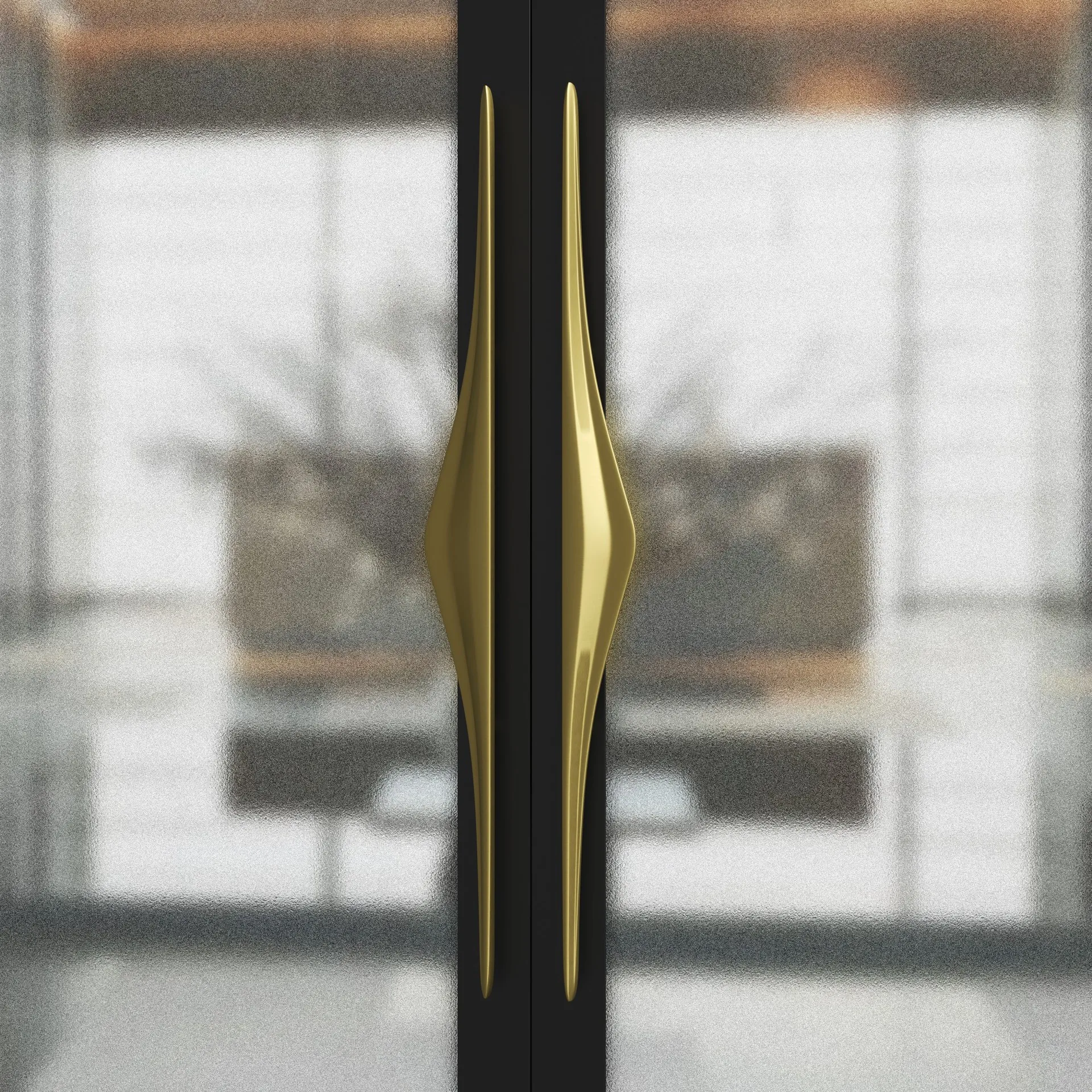 High-end hotel minimalist glass door handle luxury hotel box sliding double door handle aluminum plate