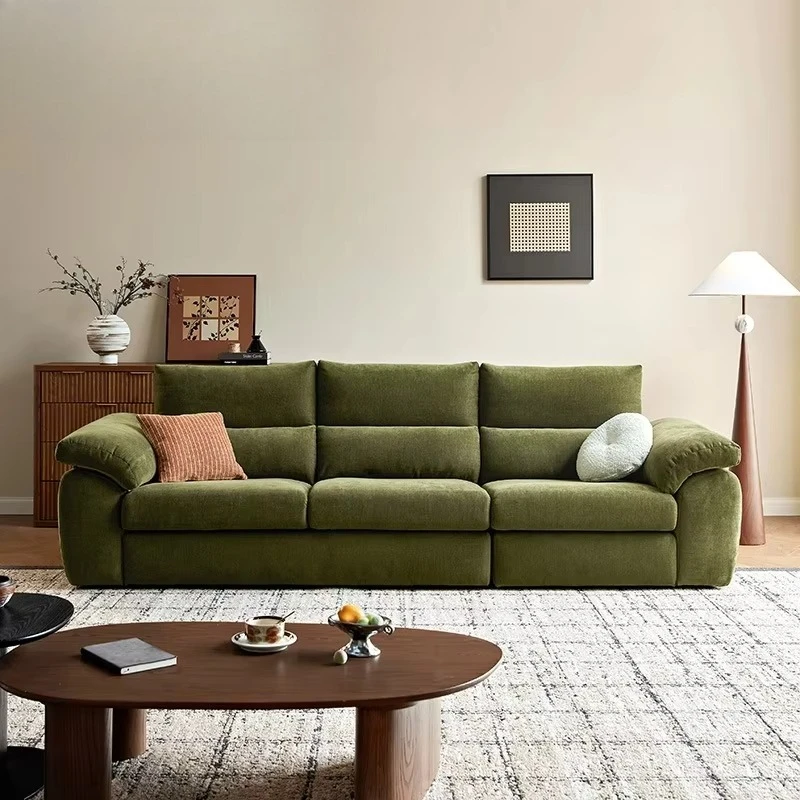 White Color Living Room Fabric Couch Modern Design Big Three Seater Sofa