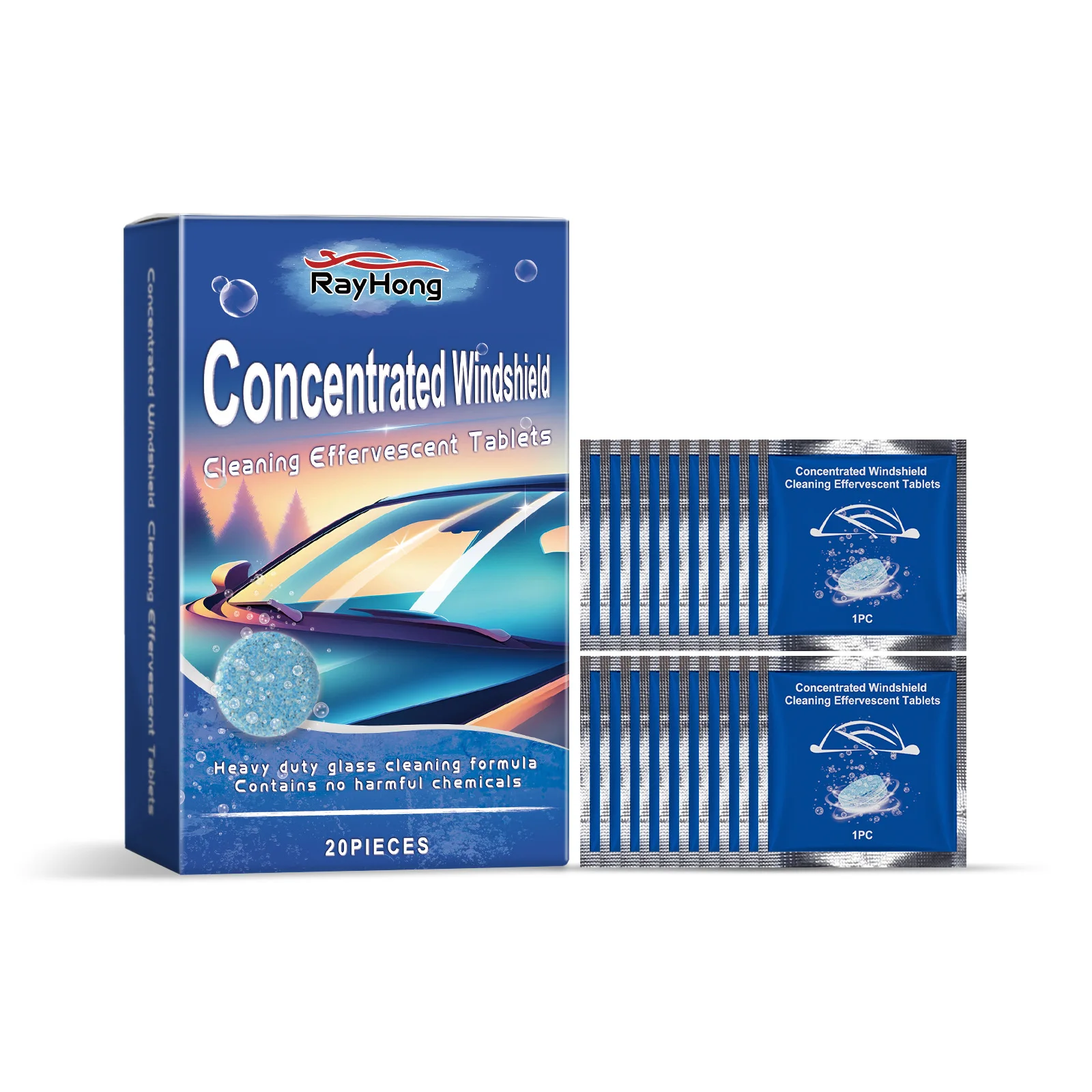 

Windshield Cleaning Tablets, Car Windows Waterproof And Rain Cleaning Stains Daily Maintenance Effervescent Tablets
