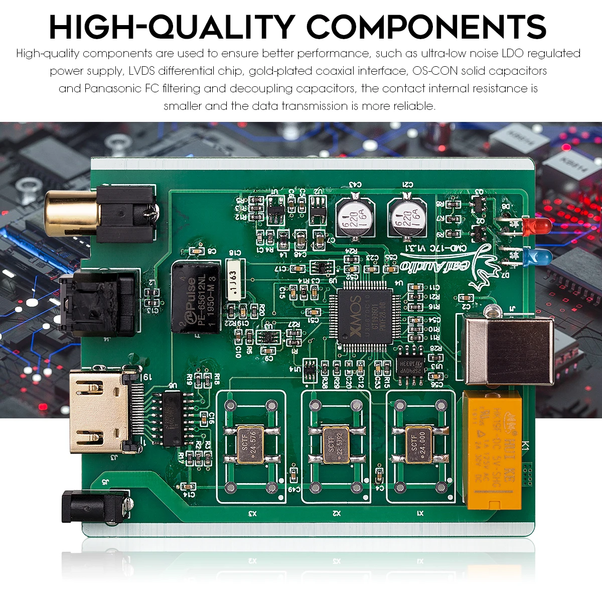 Nobsound-Mini Conversor de Áudio, XMOS XU208, Interface Digital USB, Coaxial, Óptico, 12S, DSD256, PCM384KHz