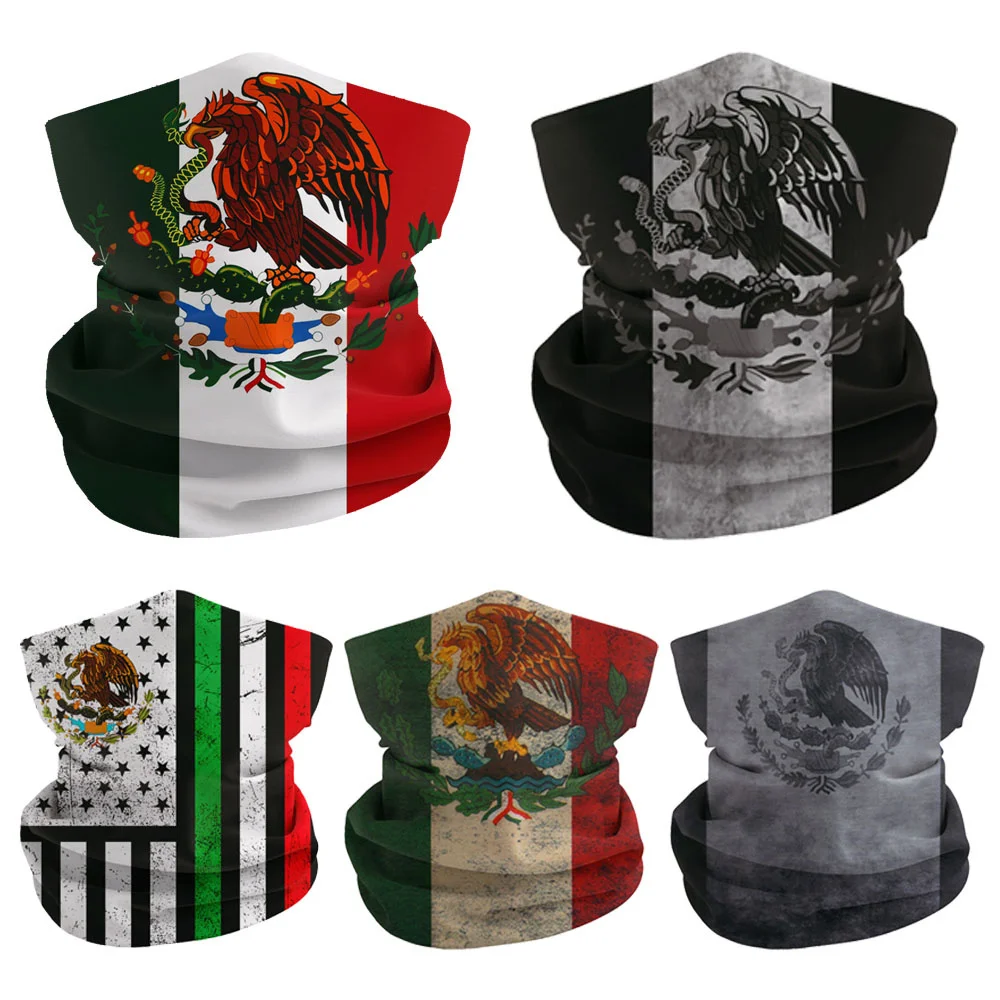 AliExpress Fandana Gear Mexican Flag Bandana Skull Cover Seamless Neck Gaiter Men Sunscreen Breathable Magic Scarf Women Cycling Scarf Running Headwrap