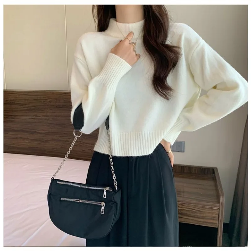 

Осенне-зимний свитер, женский утолщенный однотонный пуловер, свитер с полуводолазкой, нижний топ