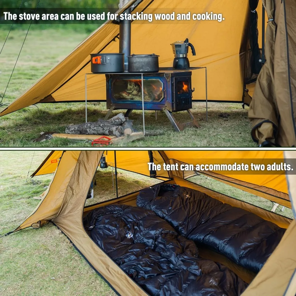 خيمة STOVEHUT 70 ساخنة مع اثنين من أعمدة القماش القنب وقطبين للخيمة |   أحدث إصدار 3.0