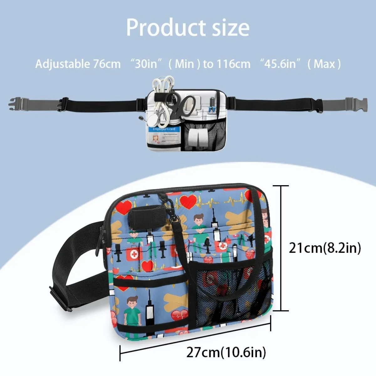 Medical Equipment Heartbeat Doctor Designer Fanny Pack Belt Organizer for Women Portable Waist Bag Pouch Care Accessories Gift