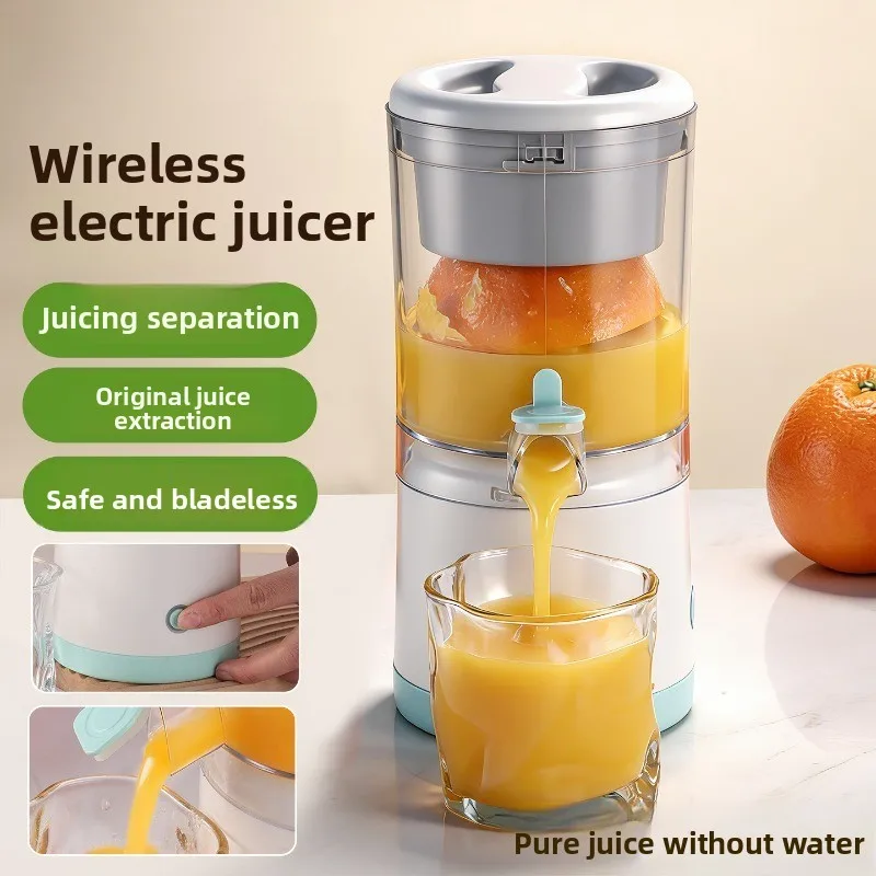 Large Diameter Wireless Electric Portable Juicer, Multi-functional Slag Juice Separation Vegetable and Fruit Automatic Juicer