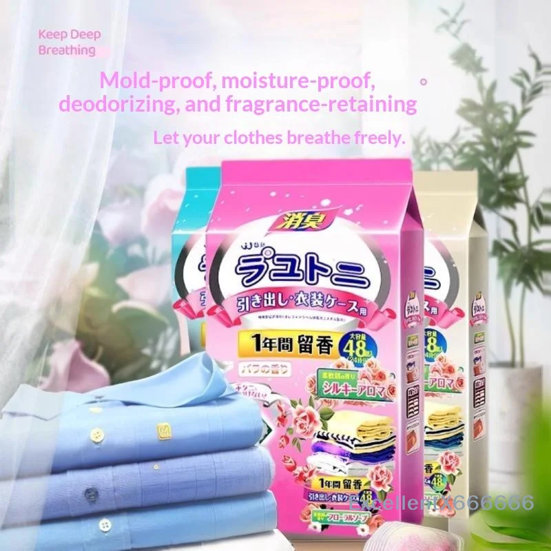 Wardrobe Fragrance Sachets 48PCS Rose Scent Moth Proof Anti-Mold Repellent for Bedroom Closet Drawer Storage Box Use