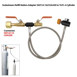CO2 Refilling Charging Soda Water Carbonator for Sodastream Cylinder Bottle Canister from W21.8-14 CGA320 Carbon Dioxide Tank