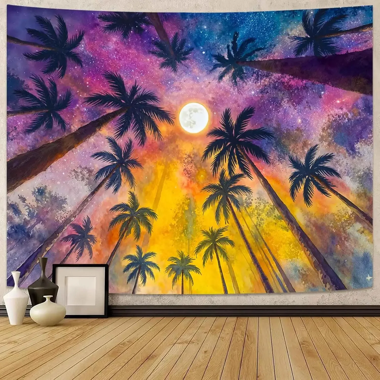 Magical Forest Tapestry, Fantasy Forest Space Galaxy Night Nature Scenery Wall Hanging Tapestry For Bedroom Living Room Dorm