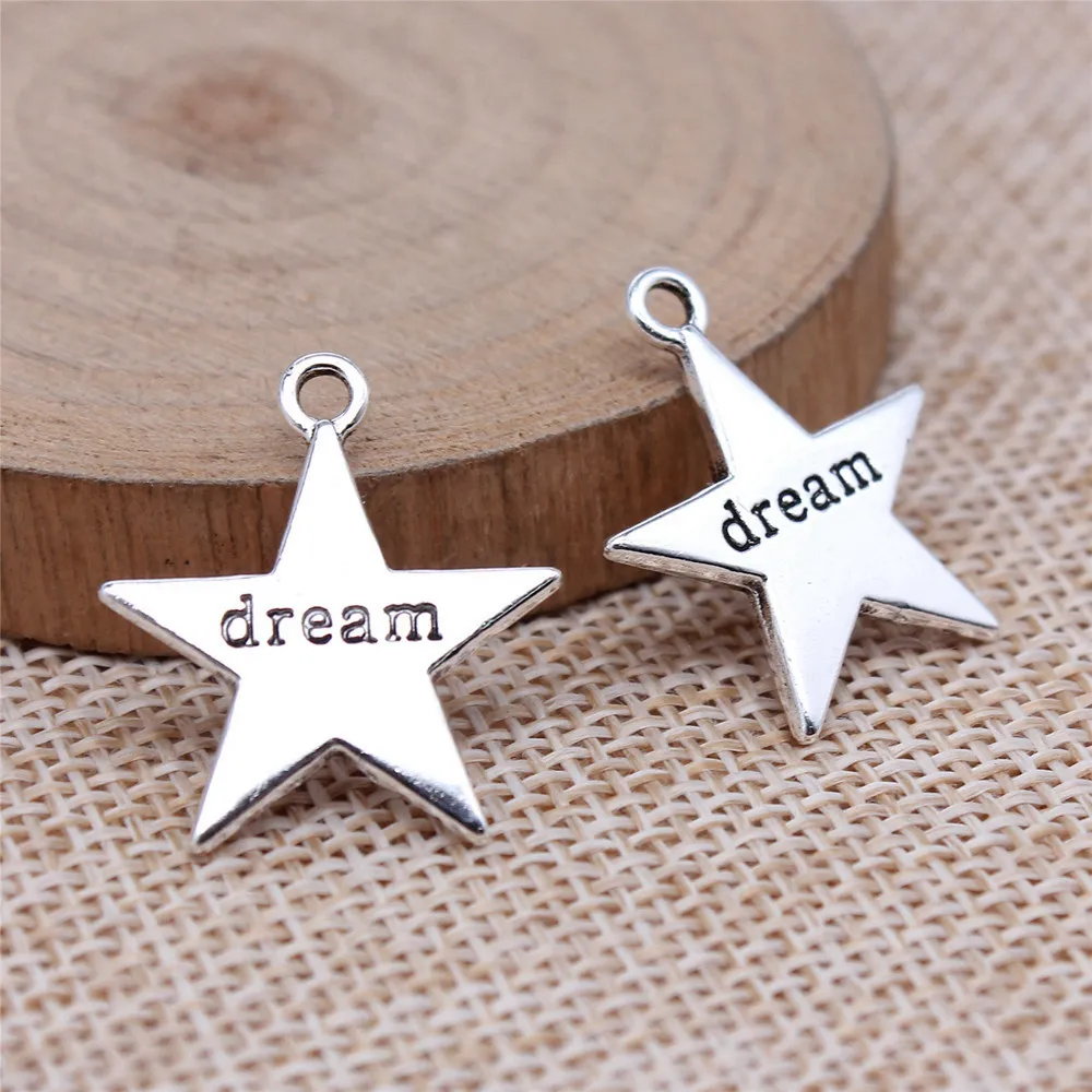 Materials Dream Pentagram Charms Jewelry For Woman 19x23mm 10pcs