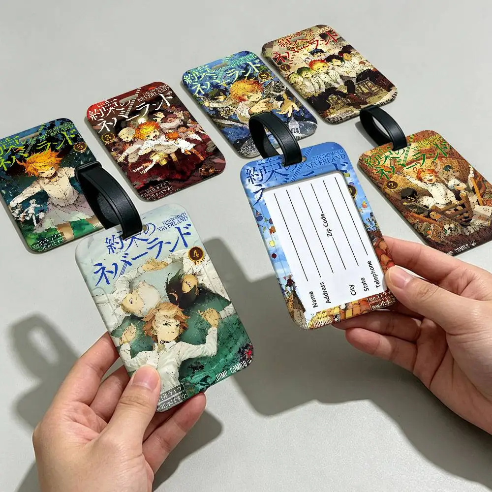 anime The P-Promised N-Neverland Travel Suitcase Luggage Tag PVC Information Card Cover Anti lost Name Marker For Backpack Bag