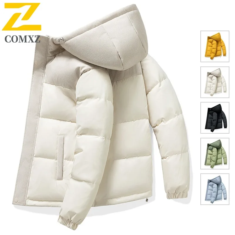 

COMXZ Hooded Mens Down Jacket Outdoor Skiing Thickened Warm Parka 2025 Casual Street Style Lightweight Winter Down Coat