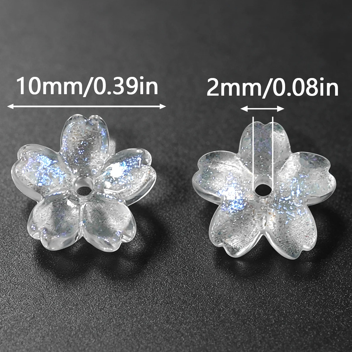 10mm 50/100/150Pcs AB Transparent Cherry Blossoms Loose Beads for Jewelry Making Bracelet Necklace Keychain DIY Accessories