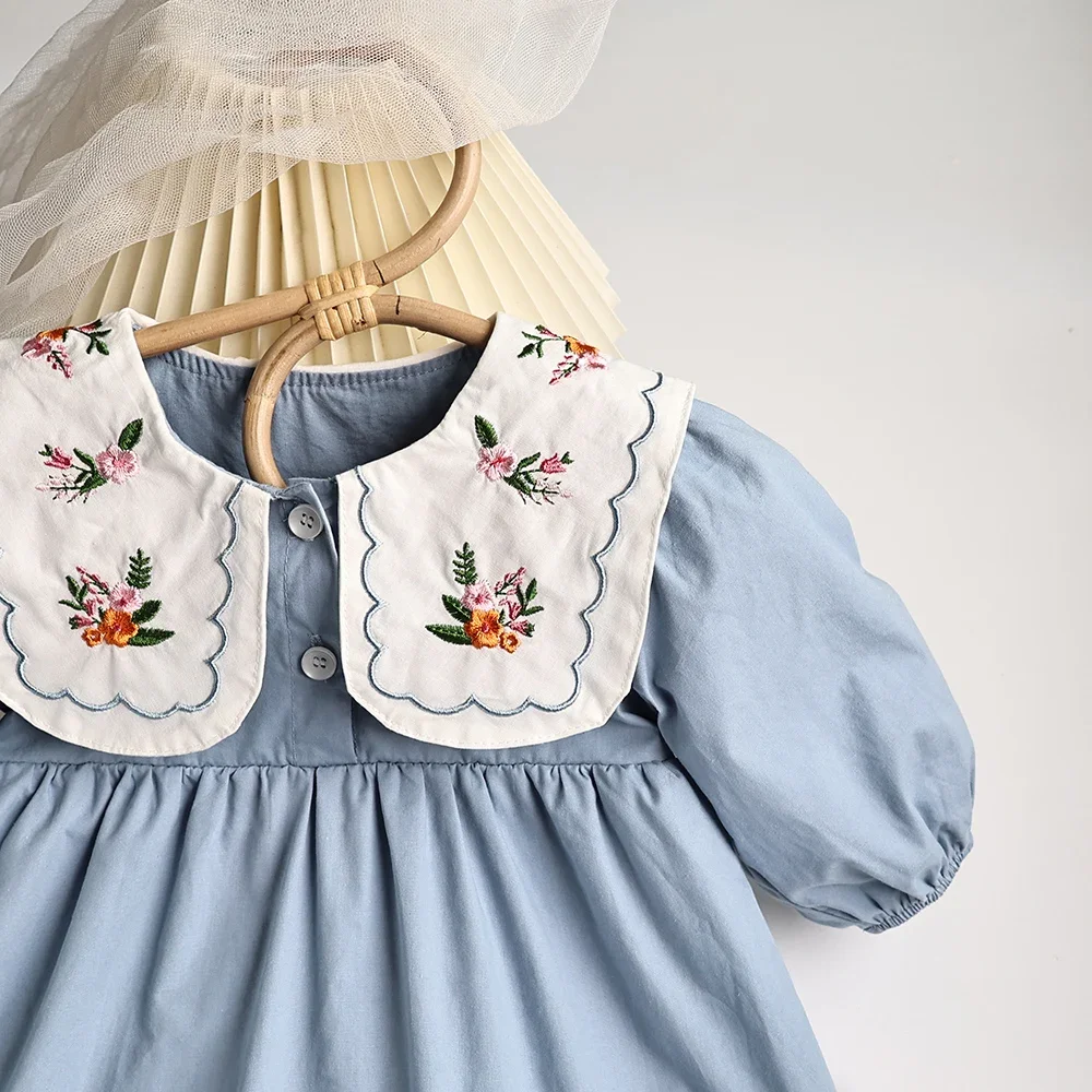 MILANCEL-Body plisado liso para bebé, ropa de princesa para niña pequeña, ropa infantil con cuello grande bordado, otoño