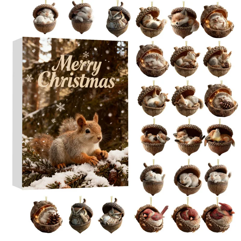 

Ornament New Chestnut Squirrel Hedgehog Christmas Ornament Christmas Tree Pendant 2D Flat Print Acrylic Pendant
