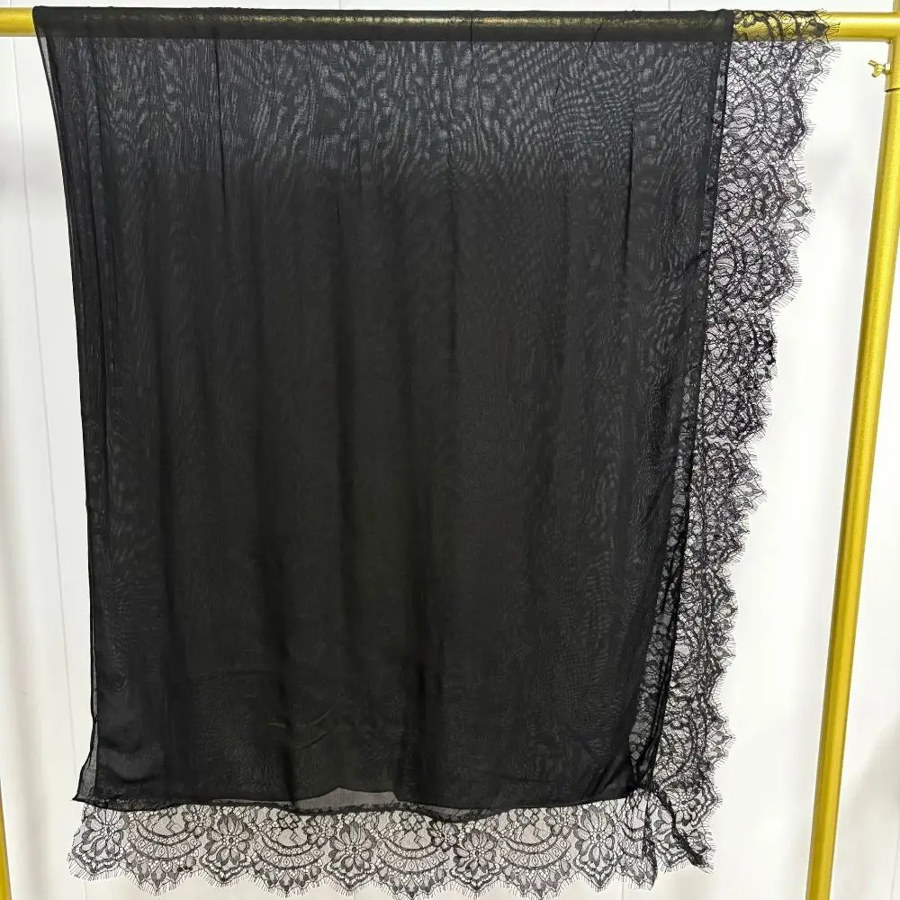 

Дышащий солнцезащитный платок с кружевной отделкой, длинный однотонный хиджаб, хлопковая тонкая большая шаль для женщин