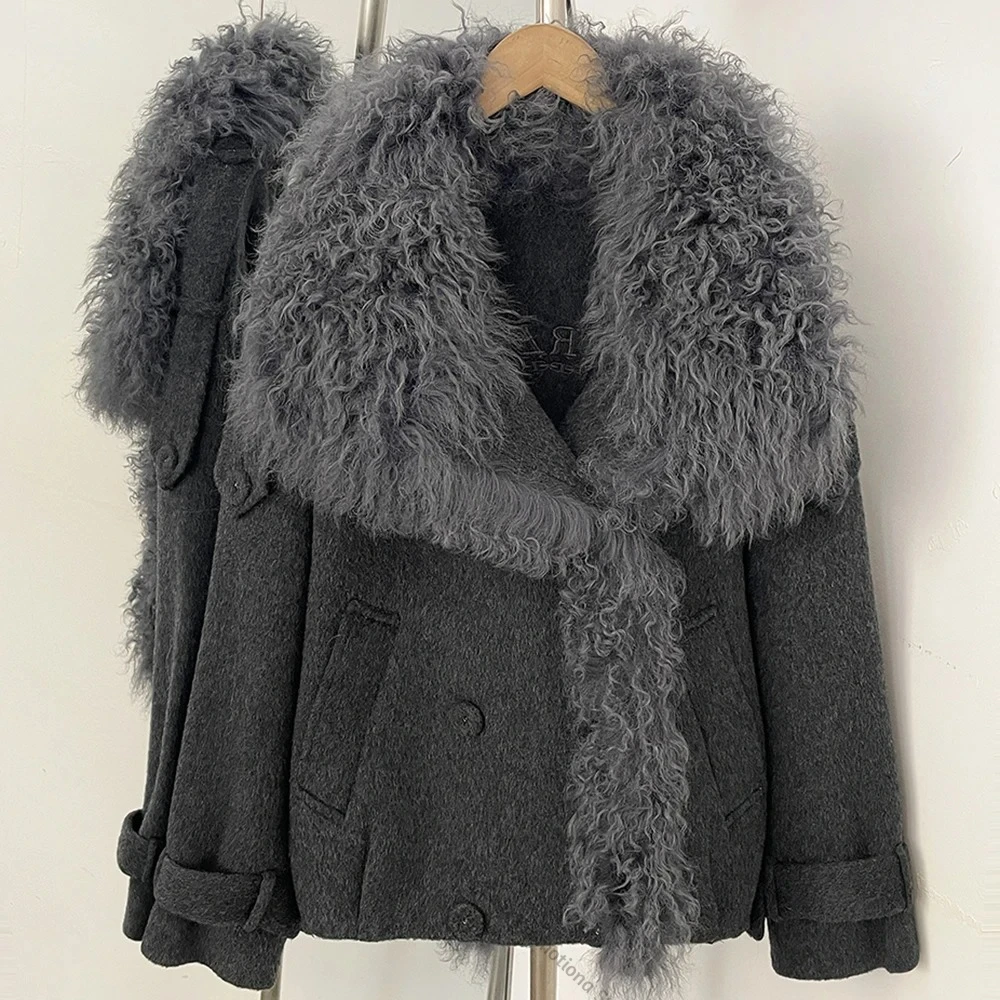 Women's Wool Coat with Belt Relaxed Loose Fit Elegant Old Money Style New Arrival Sophisticated Warm Winter Outerwear for Daily