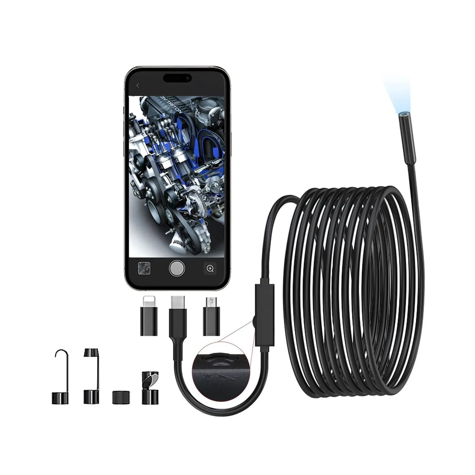 IOS Android Endoscope Camera 8.0mm Hard Cable IOS Android Mobile Endoscope Pipeline Endoscope Inspection Mini Camera