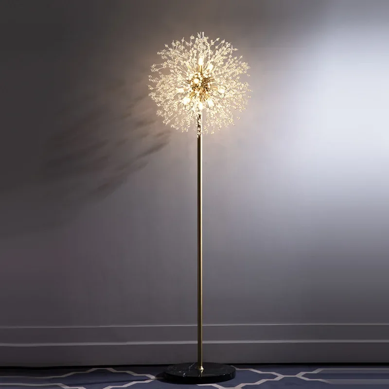 Imagem -05 - Nordic Wind Net Crystal Floor Lamp Red Dandelion Chandelier Living Room Guest House Luz Vertical Bedroom Bedside Shop