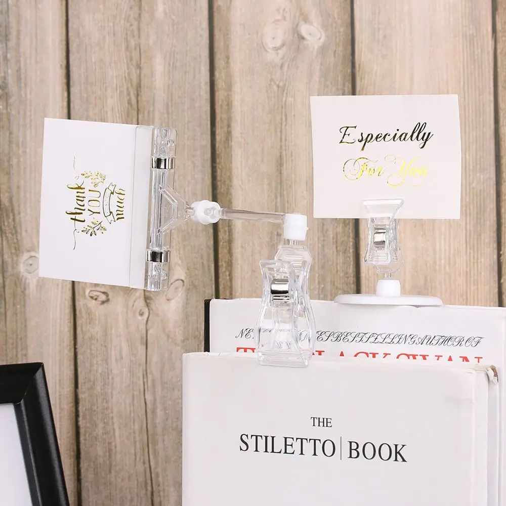 2PCS Office School Supplies Double Clips Useful Display Holder Plastic Advertising Folder  Transparent