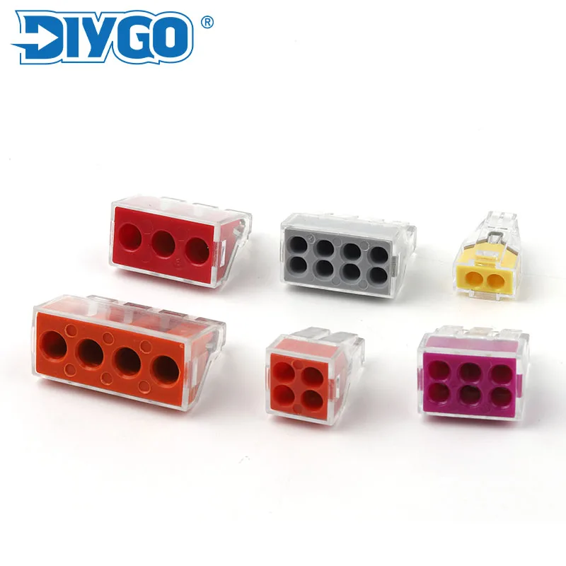 

25/50/100PCS Mini Quick Wire Connectors 2/3/4/6/8 Ports Wiring Cable Conector For Junction Box Conductors Push-in Terminal Block