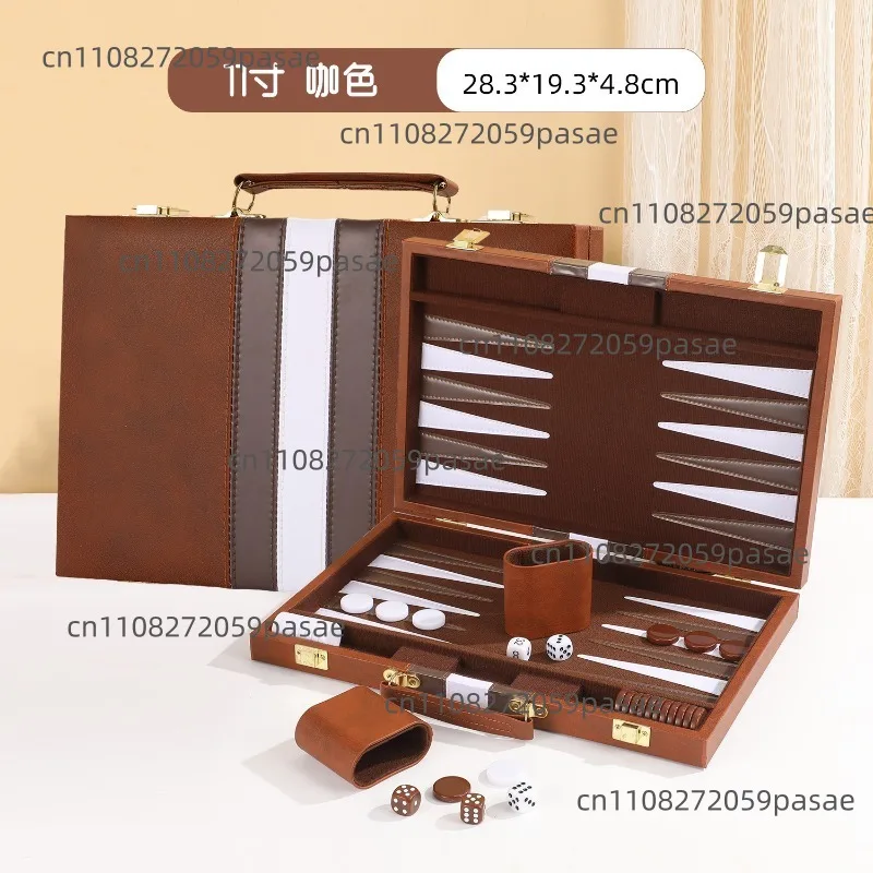 

High Quality Travel Size Leather Backgammon Board Game Set