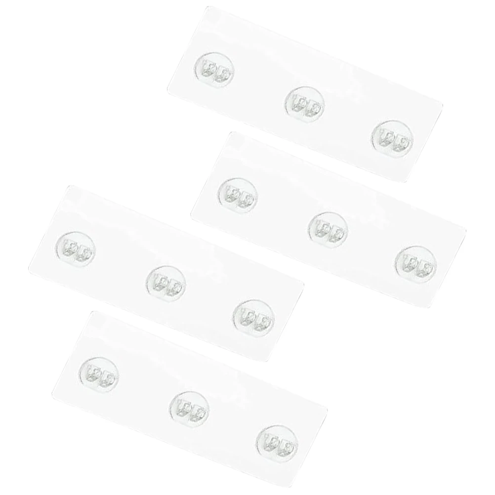 

4 Packs Punch free Hooks 7x26cm Transparent Bathroom Kitchen Storage Adhesive Wall Mount Shower Shelf Replacement