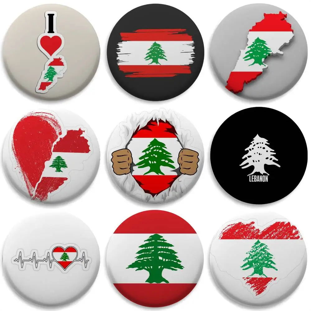 

Lebanon Flag Map Logo Badges Round Exquisite Badge Brooches Creative Pins For Clothes Hat Backpack Gift Accessories