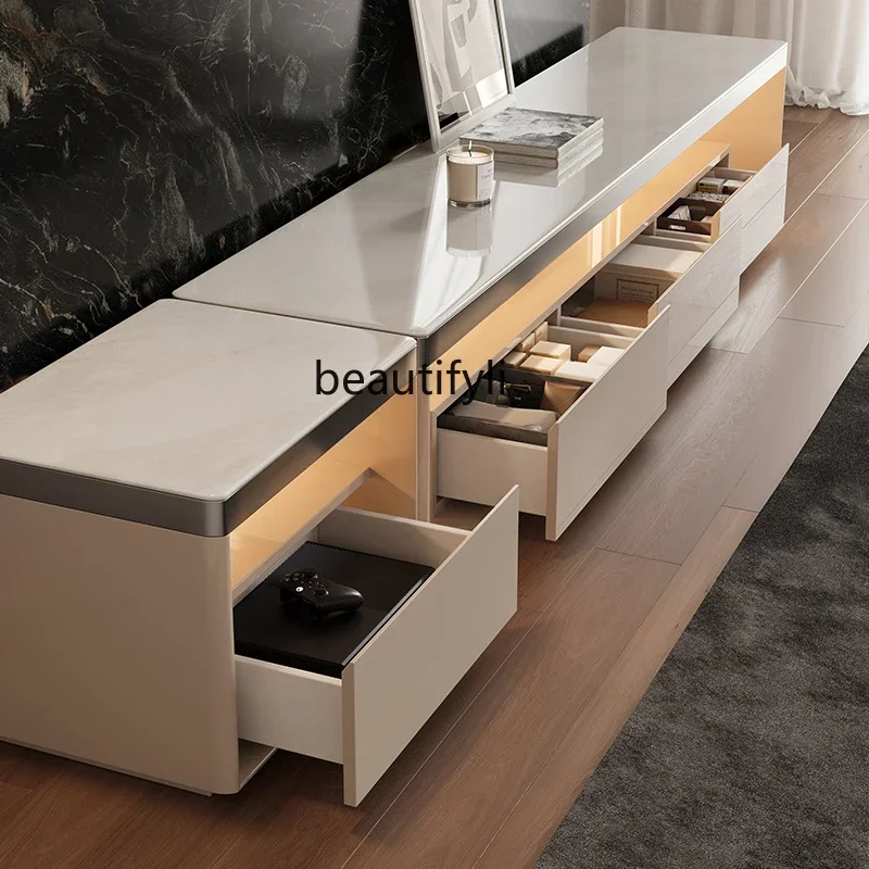 

K185 Italian Luxury Stone TV Cabinet Light Luxury Modern Simple Designer Model Large Flat Layer