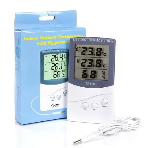 TA318 Indoor and Outdoor Thermometer, Electronic Thermometer, Large Screen Temperature and Humidity Meter