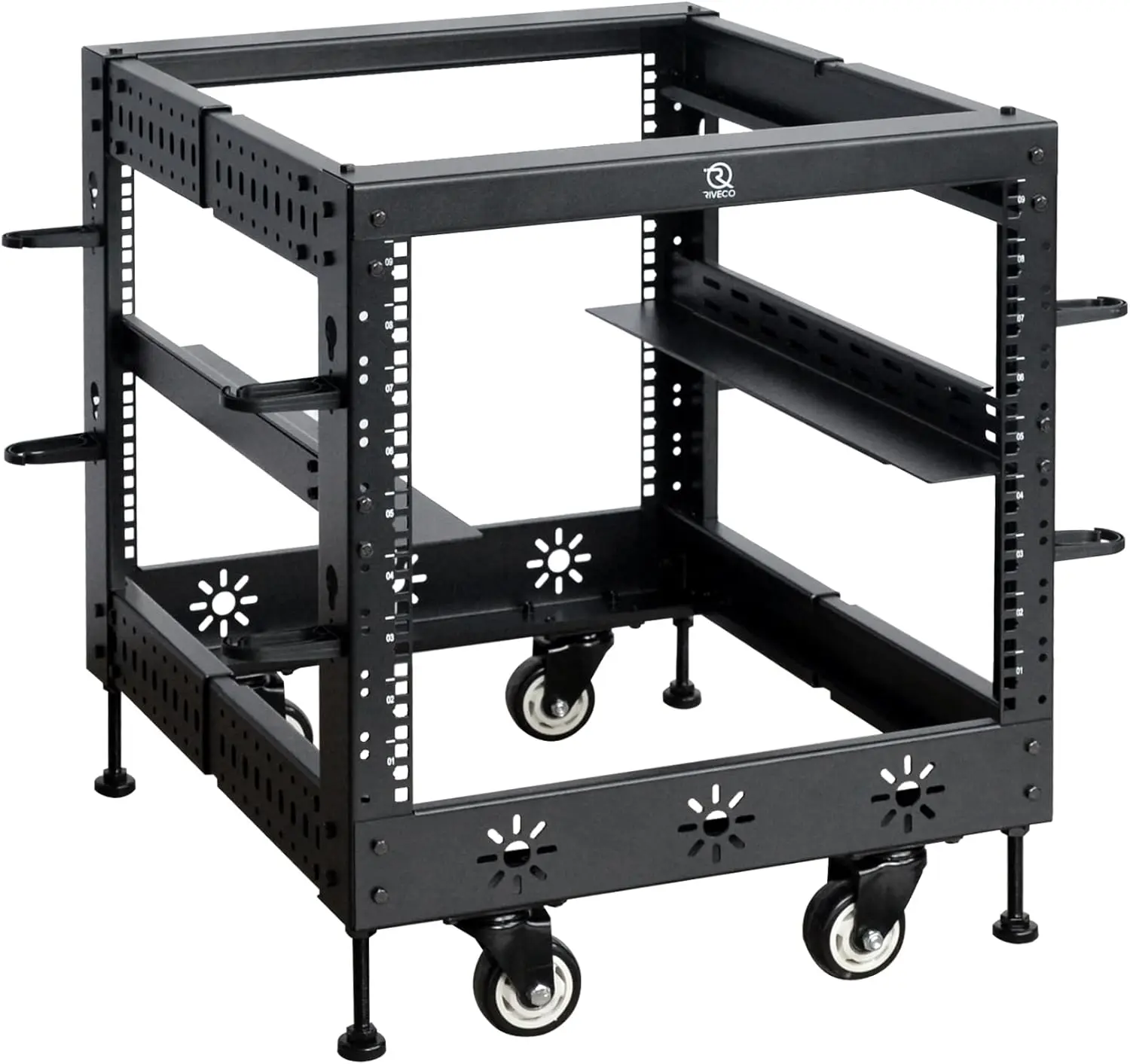 9U 19 Adjustable Depth Server Rack Support Up to 1700LBS Floor Standing 4 Post Rack with Load-Bearing Casters Universal-Hot Sale