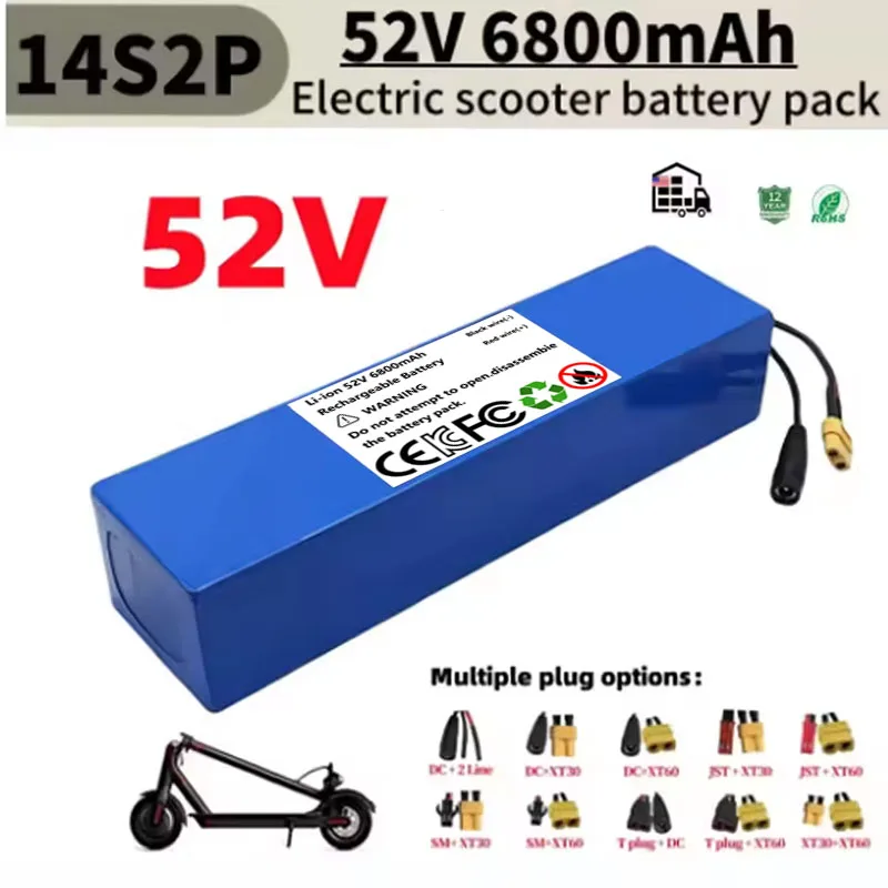

Литий-ионный аккумулятор 52В 6800мАч 14S2P 1500Вт, высокое качество, для велосипеда, скутера, мотоцикла, со встроенным BMS