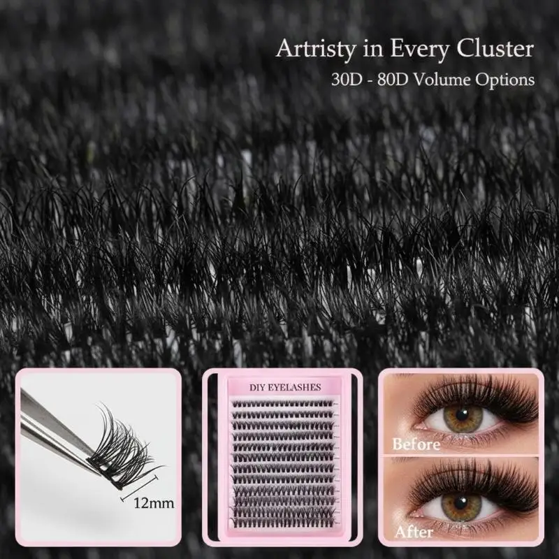 30D 40D 50D 60D 80D Segment Eyelash Kit Soft Fluffy Natural Lashes Customizable Volume Quick Lash Extension for Women