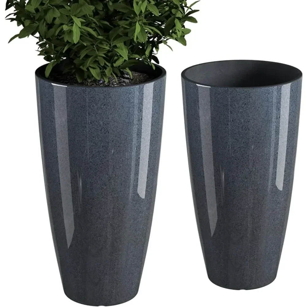 Planters for Outdoor Plants Set of 2 Pack 21 Inch Vertical Garden and Garden Decorations Modern Flower Pot Containers Basket