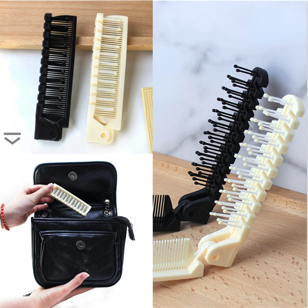 2 Colors Folding Pocket Combs Hair Brushes Beard & Mustache Brushes for Men Hair Combs for Beard Peine Para Barba Styling Tools