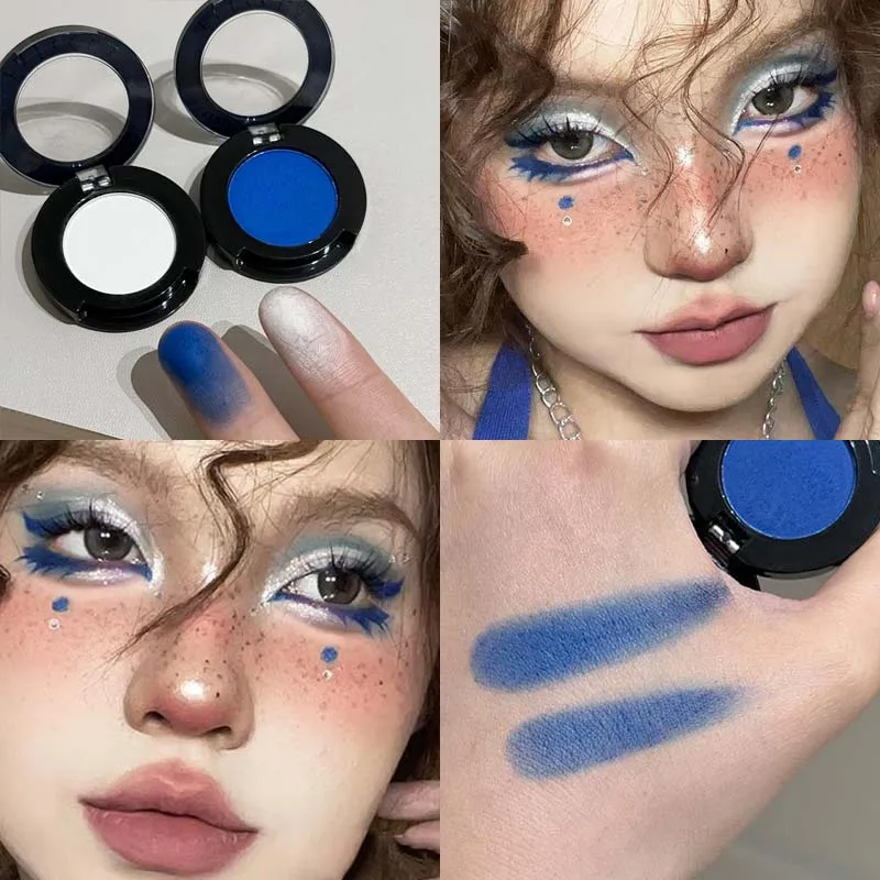 Black and Red Combination Eye Shadow Set Punk Goth Smoke Style Matte White and Blue Eye Shadow Set Eye Makeup Cosmetics 2pcs/set