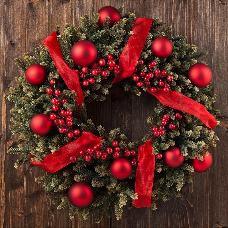Wholesale Artificial Red Berries Stems Simulation Christmas Holly Berry Branches DIY Wreath Xmas Tree Party Home Table Decor