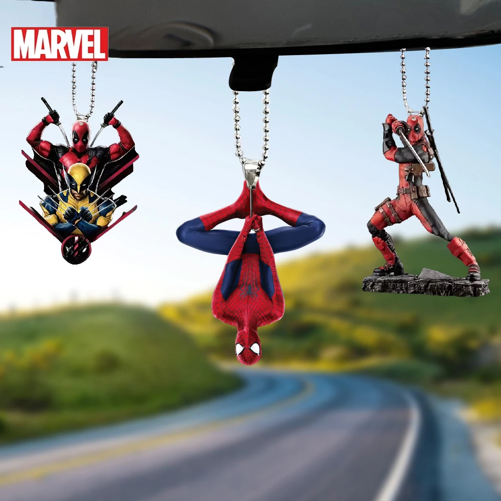 Figuras de Marvel de Anime Spiderman 2D, adorno colgante plano acrílico, llavero de Wolverine, accesorio, mochila, regalos de navidad para niños, 2 uds.