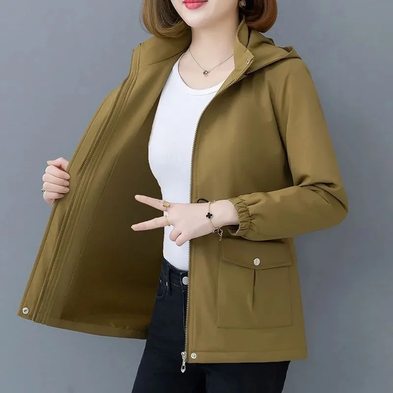 Abrigo cortavientos de terciopelo para mujer, chaqueta nueva larga de otoño e invierno, prendas de vestir de alta calidad, prendas de vestir con capucha para madre, Top para mujer 2025