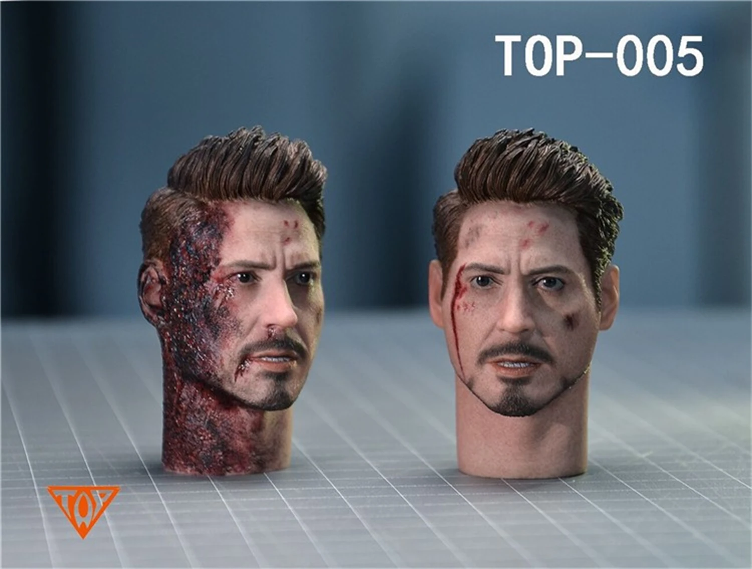 Top-005 1/6 Tony Stark Wounded Ver. & Normal Head Sculpt Model 2pcs/Set Fit for 12'' MK50 Action Figure