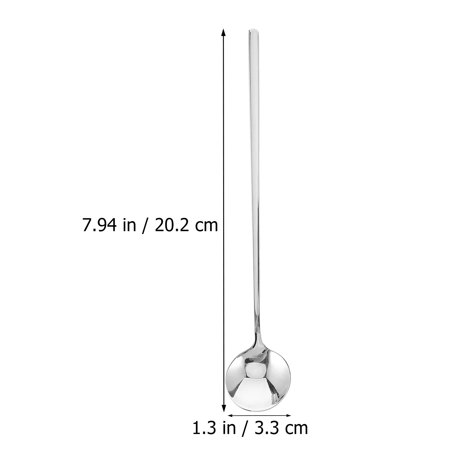 

5Pcs Stainless Steel Ice Spoon Thick Long Handle Round Mixing Spoon for Coffee Dessert Cake Shop Healthy Rustproof Mirror