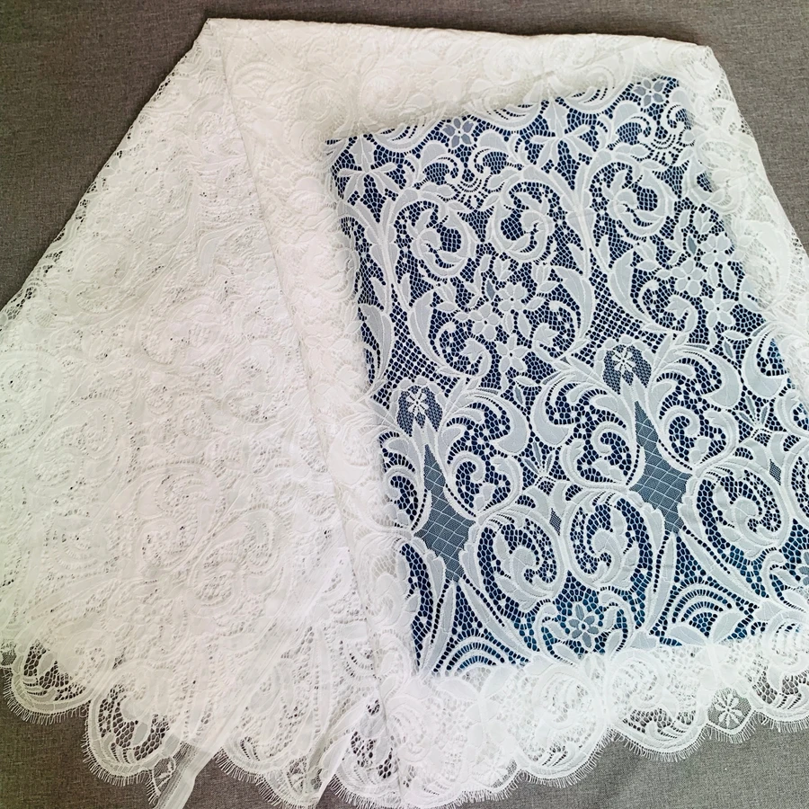 

European Design Wedding Dress Bridal Gown Skirt Sewing Lace Fabric Off White Colour Eyelash Lace Fabric 1Piece=3 Meters Long