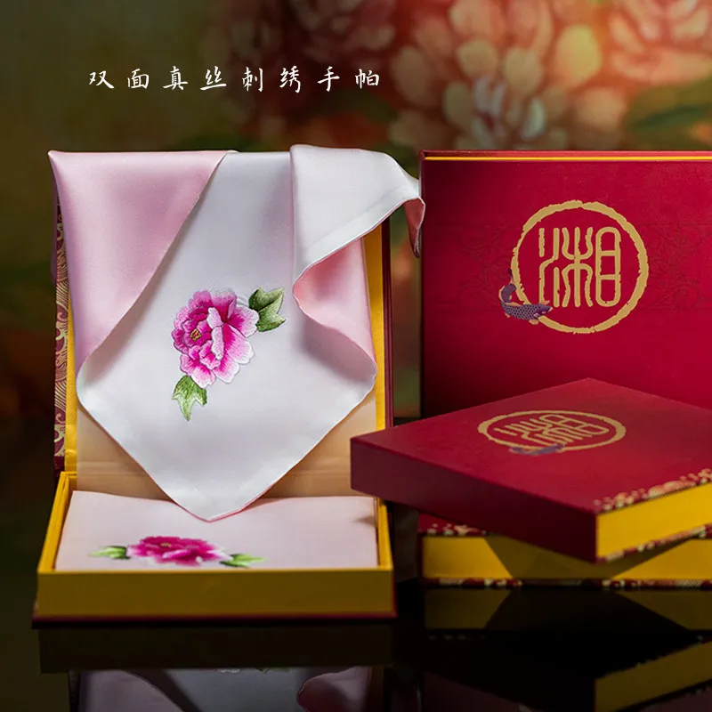 35x35CM Silk Towel Handmade Double Silk Handkerchief Chinese Style