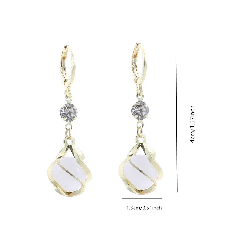 عالية الجودة كريستال الزركون جولة أوبال الجوف شرابة طويلة قطرات الماء أقراط جديدة المرأة مجوهرات الأزياء رومانسية فتاة هدية #6