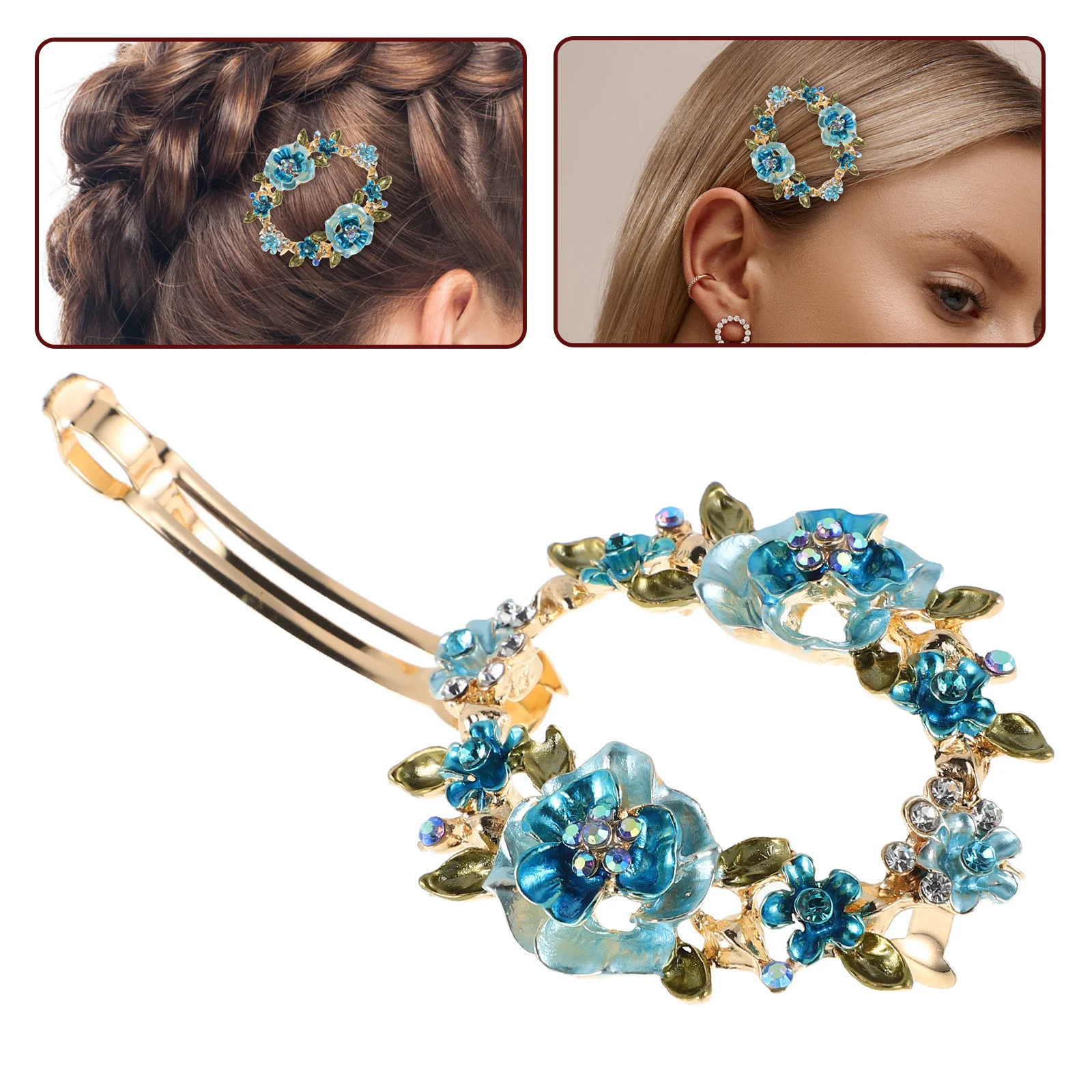 

Flower Hair Clip Vintage Floral Design Strong Hold Bun Clips For Women High Ponytail Holder Hair Accessories Barrettes